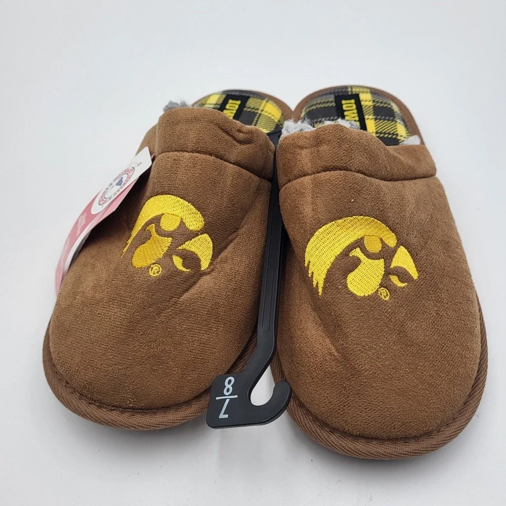 Iowa Hawkeyes Flannel Lined Suede Scuff Slippers‎ FOCO Mens Small 7-8 Women 9-10